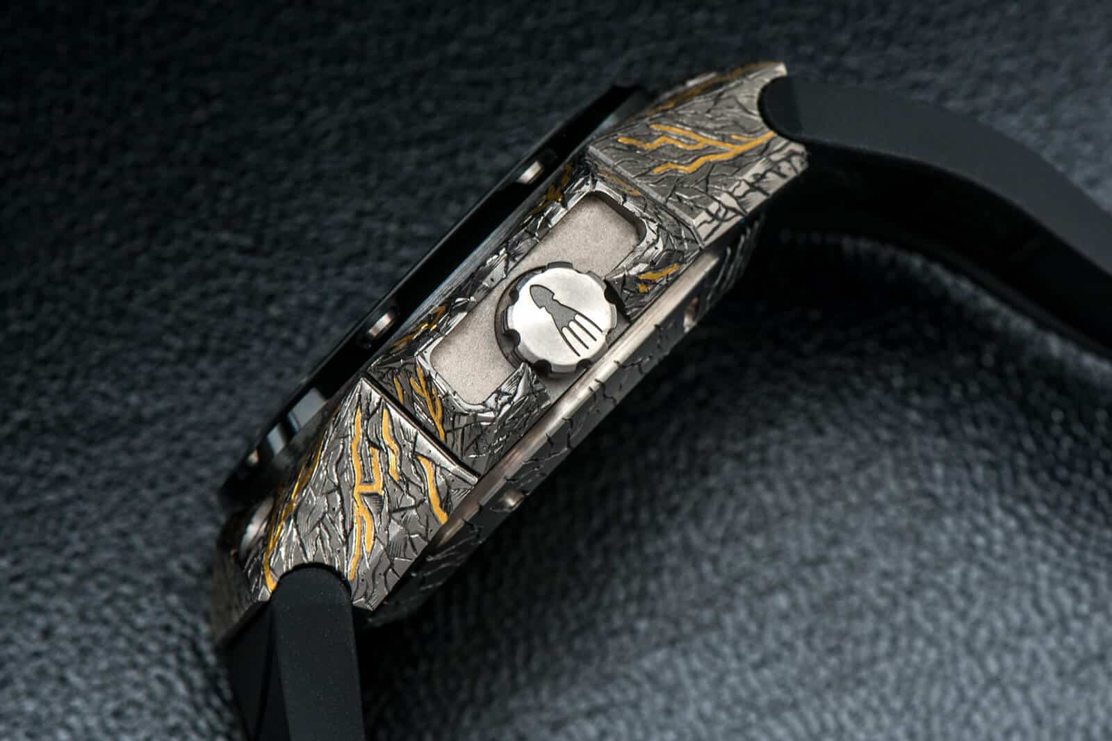 林德偉德林Oktopus Volcano個性24K金雕花腕表-復刻表