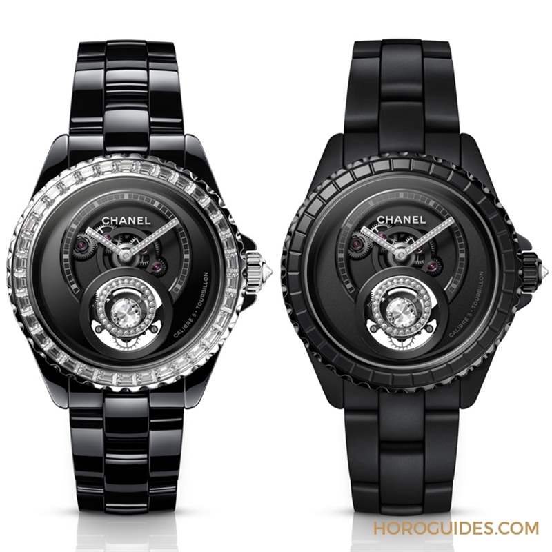 因為香奈兒CHANEL第五枚自制機芯Caliber 5，陀飛輪的運行開始發光｜J12鉆石陀飛輪腕表-復刻表