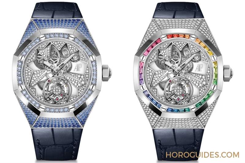 冰藍(lán)版VS.彩虹版，愛彼皇家橡樹概念系列飛行陀飛輪腕表新作寶石滿鑲閃耀登場-復(fù)刻表