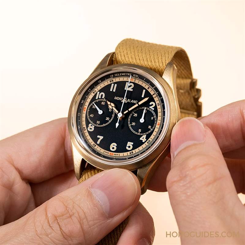 青銅加身，徹底復古｜MONTBLANC 1858單按把計時碼表-復刻表