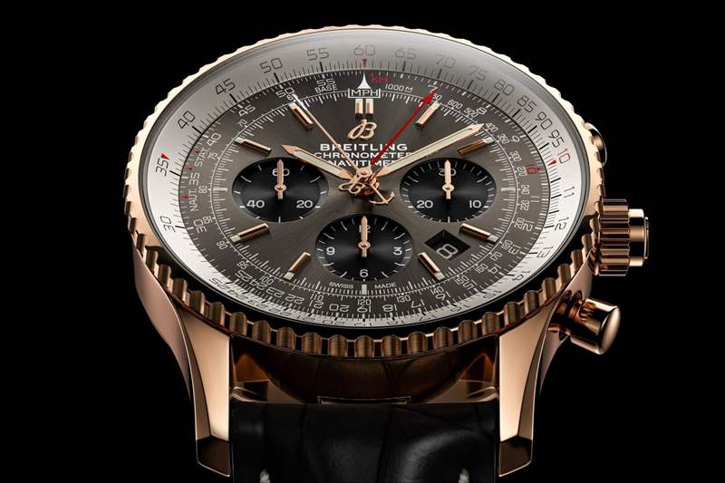百年靈航空時計B03 Chronograph Rattrapante 45 紅金腕表-復刻表