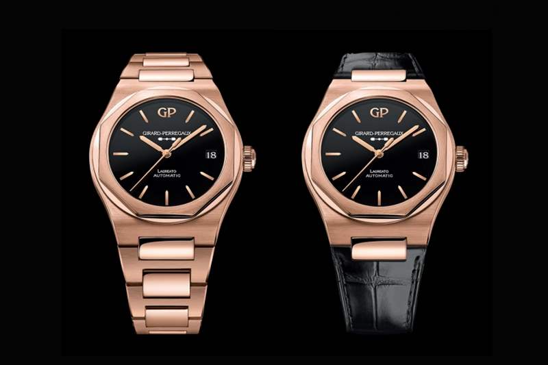 Girard-Perregaux芝柏Laureato 42mm Pink Gold & Onyx｜誘人的黑色縞瑪瑙表盤-復刻表