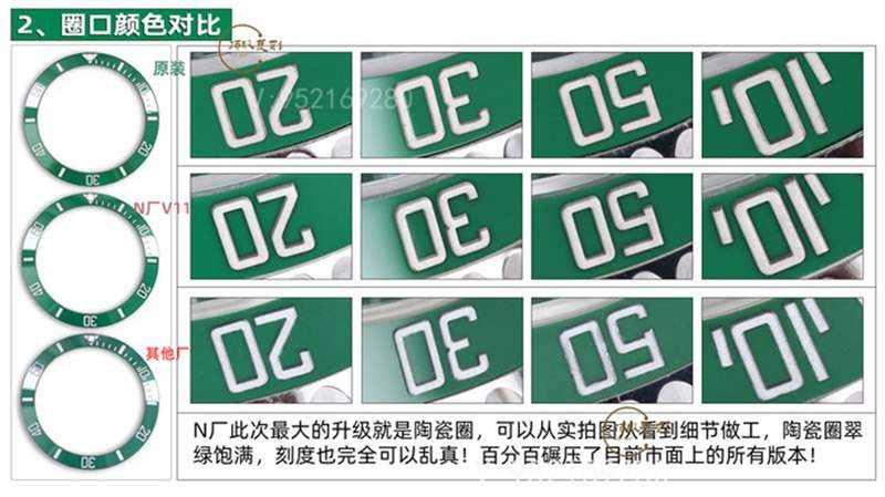 N廠復刻V11升級版勞力士綠水鬼對比正品及市場版本評測-復刻表