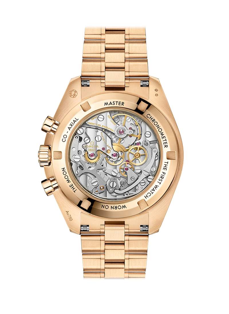 Moonshine?金材質(zhì)/3861手動上鍊機(jī)芯/時、分、小秒顯示/計時碼錶功能/藍(lán)寶石水晶鏡面、透明底蓋/防水50米/錶徑42mm/參考價:HKD315,900(OMEGA) ROLEX vs OMEGA|5大對應(yīng)手表決高下Daytona、水鬼、OP如雙胞胎-復(fù)刻表