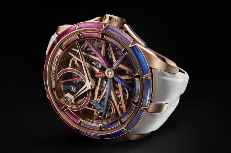 羅杰杜彼Excalibur結(jié)合尖晶石裝飾打造強烈夜光效果-復刻表