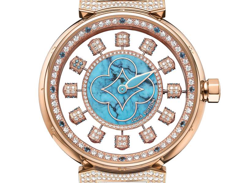 Louis Vuitton推出寶石表盤版Tambour Spin Time Air腕表：孔雀石，綠松石，寶石懸空表盤-復刻表