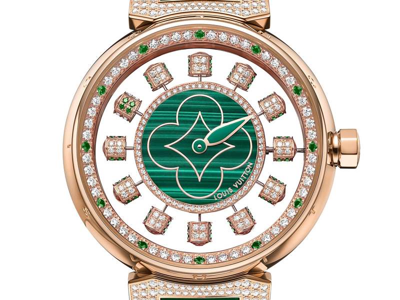 Louis Vuitton推出寶石表盤版Tambour Spin Time Air腕表：孔雀石，綠松石，寶石懸空表盤-復刻表