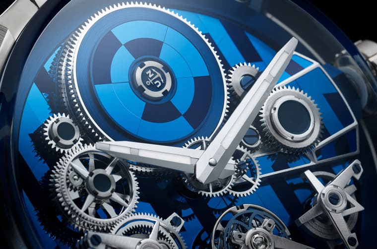 雅典表Blast陀飛輪面盤融入矽質(zhì)細工鑲嵌連表背也都用矽片裝飾-復(fù)刻表