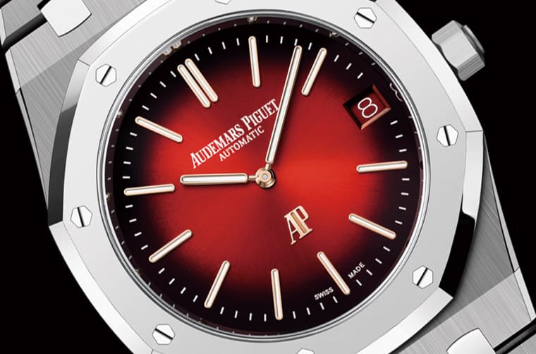 皇家橡樹Jumbo超薄表漸層紅面很吸睛連表殼材質都有新組合-復刻表