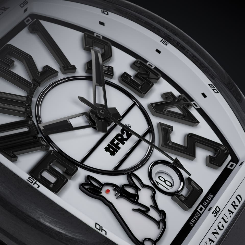 FRANCK MULLER與日本潮牌#FR2攜手創(chuàng)作Vanguard大三針面盤夜光兔子圖案大展叛逆?zhèn)€性-復(fù)刻表