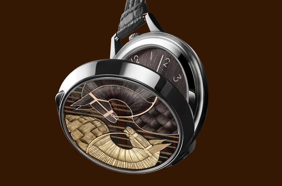 愛馬仕Slim d'Hermès懷表以馬鬃細工鑲嵌搭配雕刻工藝詮釋駿馬絲巾主題-復刻表