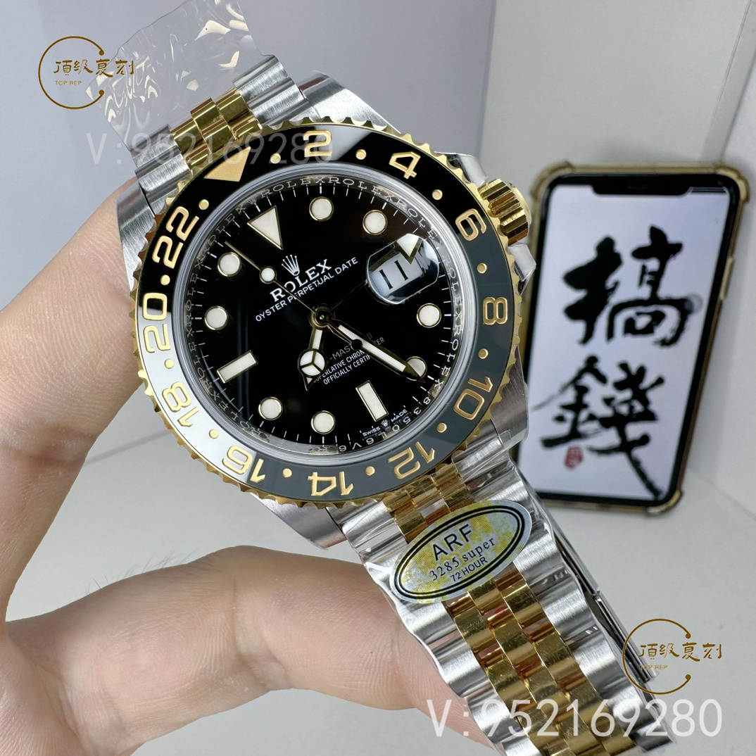 ARF廠新品勞力士配重版格林尼治間金皮蛋圈126713重量多少-復(fù)刻表